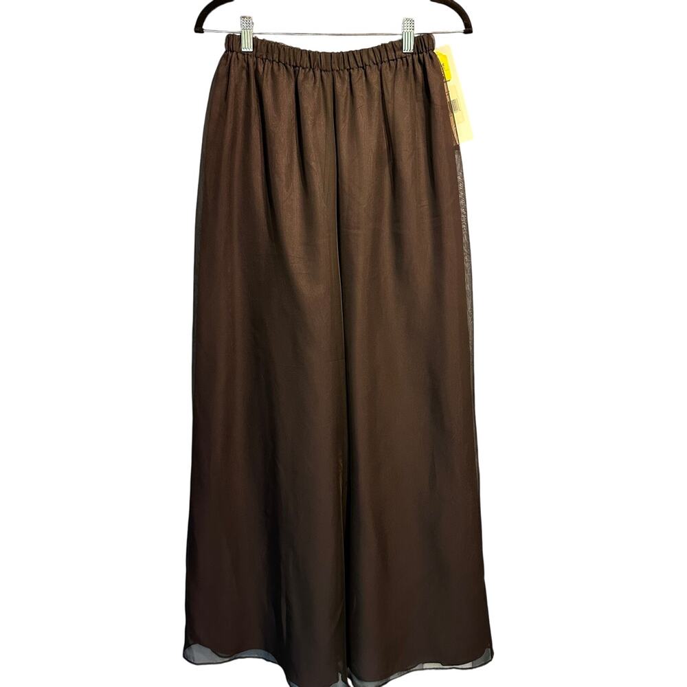 NWT Alex Evenings Size 6 Sheer Black Palazzo Pants Lined Dressy Event SemiFormal